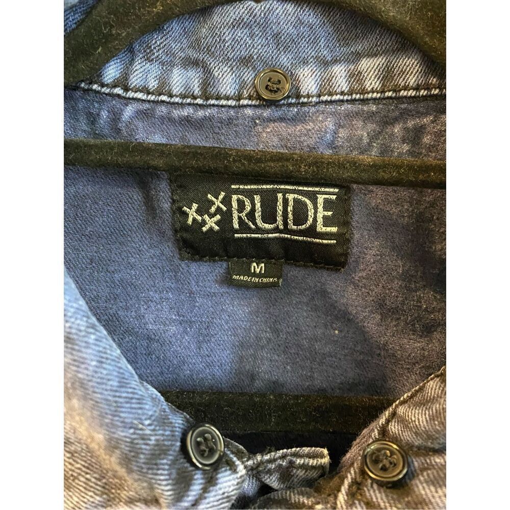 Xxx RUDE Blue Jean Jacket Vest 100% Cotton Size Medium - Picture 3 of 8